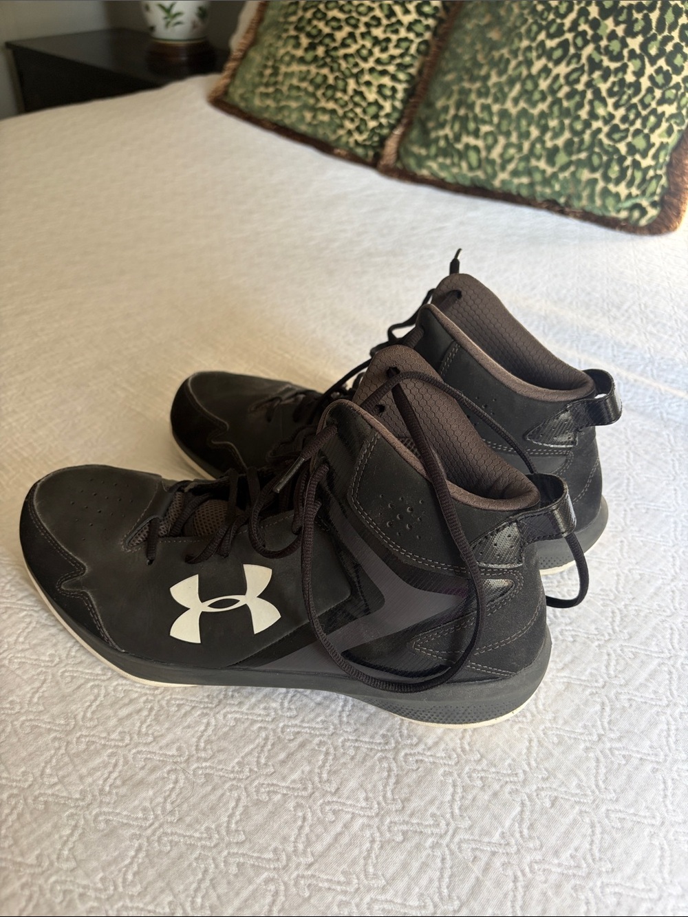 Under Armour Black High-Top Athletic Training Shoes with White Logo
